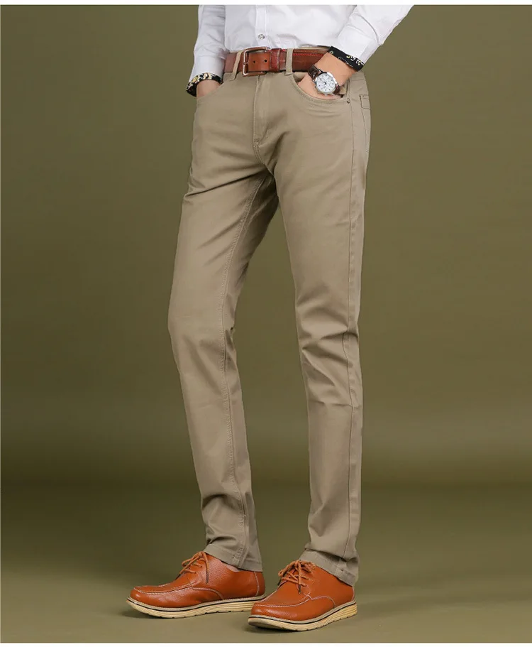 Мужские свободные деловые повседневные штаны, большие размеры 29-46, прямые штаны мужские хлопковые высококачественные хлопковые брюки для отдыха на лето и весну - Цвет: F