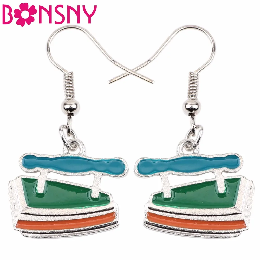 

Bonsny Fashion Big Long Enamel Alloy Iron flatiron Tools Dangle Drop Earrings 2018 News Tools Fashion Jewelry For Girls Women