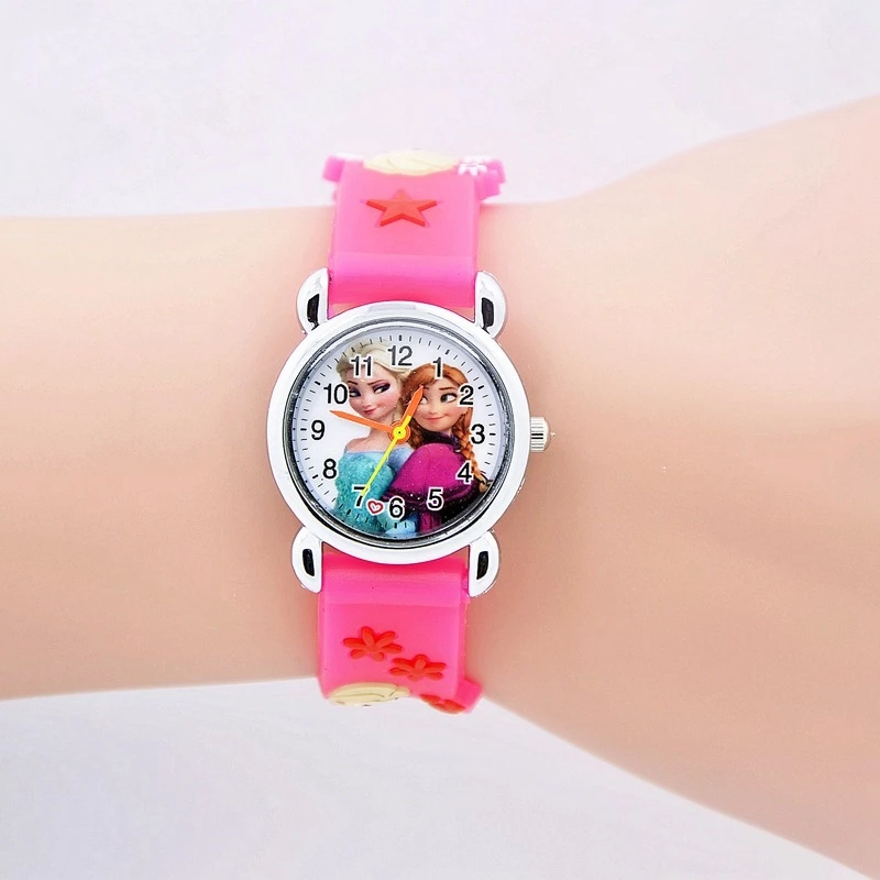 Новые детские часы с персонажами мультфильмов, Эльзой и Анной, Снежная королева, кожа, кварцевые часы, модные студенческие наручные часы для девочек