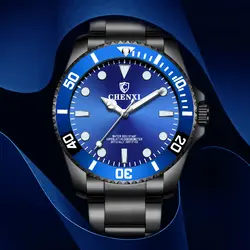 CHENXI Военная Черный Сталь кварцевые часы мужские модные Бизнес Элитный бренд мужские часы мужской кварцевый-Наручные часы