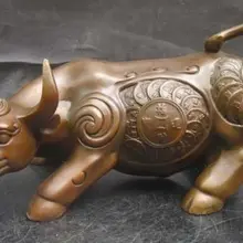 1" продуманная китайская медная статуя быка Фортуны