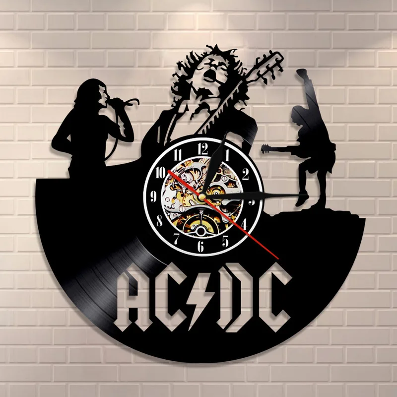 

2018 Real Horloge Mural Large Wall Clock Free Shipping Music Wall Clock Vinyl Retro Nostalgia Ac/dc Underground Velvet Band 2