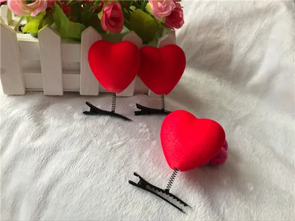 Cute Red Heart Hair Clip Fun Make up Decoration - 5