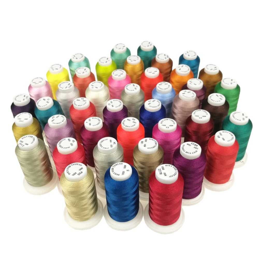 

84 Polyester Embroidery Thread 1000M Filament Threads String High Strength Sheen for Sewing Overlocking Home Machines TH52