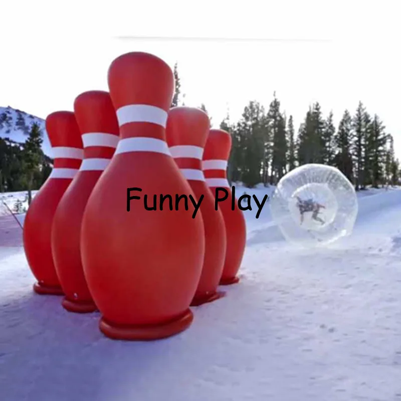 

1 piece 3*2m Inflatable Advertising Bowling Ball with 6pcs 2m Human Bowling Pins Inflatable bowling bottle human hamster ball