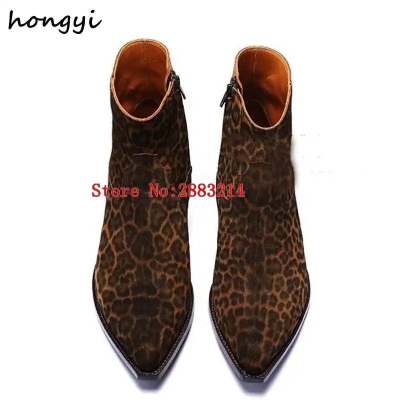 leopard print boots for men