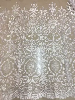 

5yards LJY-62485 african net lace Hot Sale white french net lace high quality african tulle lace fabric
