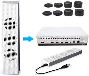 

For Xbox One Slim Gaming Console Cooling Fan with 2 USB Ports Hub and 3 H/L Speed Adjustment Cooling Fans Cooler+8pc silicon cap