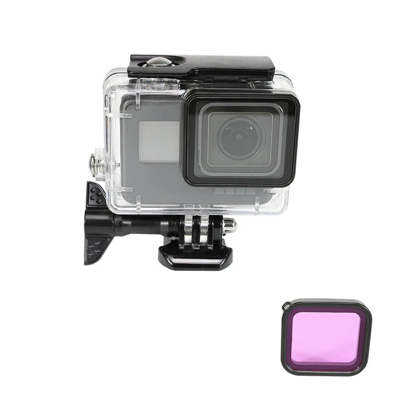 Водонепроницаемый корпус для GoPro Hero 7//6/5 черный, наборы фильтров для дайвинга Защитный Чехол 45 м для Go Pro Аксессуары для камеры - Цвет: With Magenta Filter