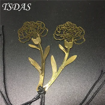 

Business Gift Carnations Golden Bookmark 20pcs/lot, Creative Hollow Vintage Metal Bookmarks Kids Gift Free Shipping