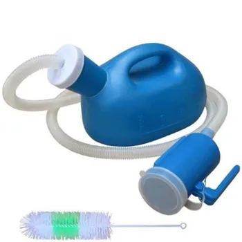 

2019 New arrive double cover cap 2000ML High capacity male urinal for old man Urine collector with 1.6M tube + wash brush free