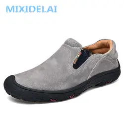MIXIDELAI Мокасины мужские лоферы для Мужская обувь слипоны туфли без каблуков пояса из натуральной кожи вождения прогулки мягкая качество