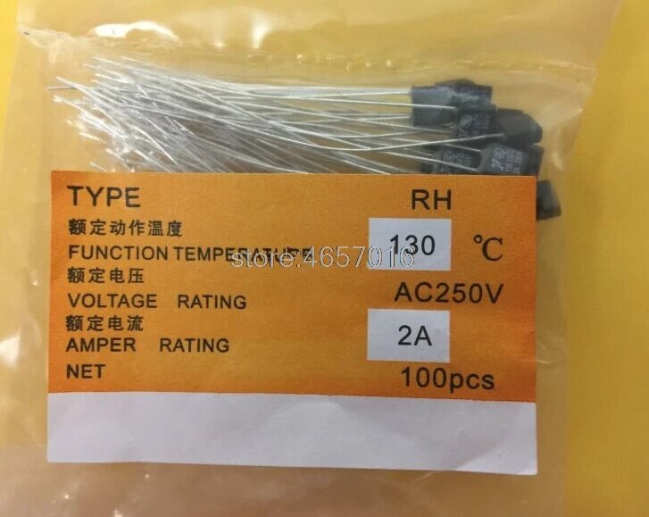 

50pcs/Lot New RH 92/95/102/105/110/115/120/125/130/135/140/145 Degree Thermal Fuse 2A 250V