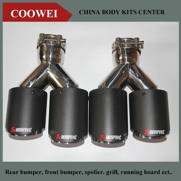 63mm//89mm Curved Exhaust Tips Car Akrapovic Carbon Fiber Muffler Pipe Universal
