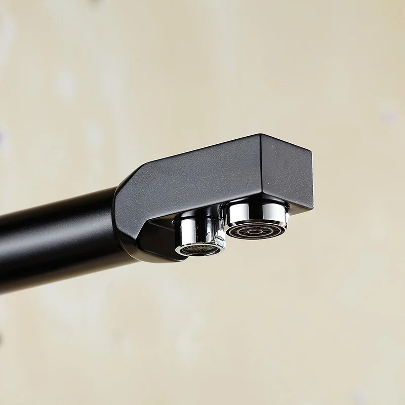 Kitchen Faucets Silver Brass Deck Mounted Mixer Tap Black Paint 360 Degree Rotation with Water Purification Features YD-782