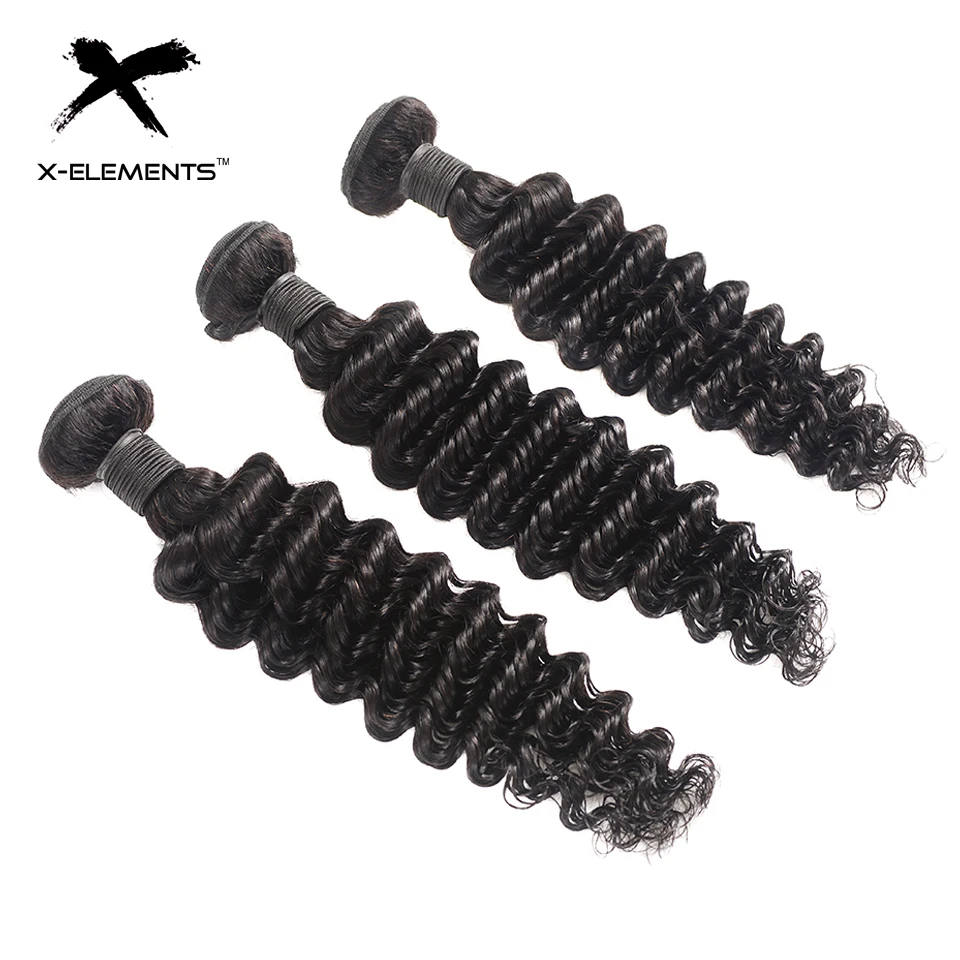 X-Elements Deep Wave Brazilian Bundles Deal 100% Human Hair Extensions Can Buy 1/3/4 Bundles Non Remy 8-28 inches Natural Color X-Elements Deep Wave Brazilian Bundles Deal 100% Human Hair Extensions Can Buy 1/3/4 Bundles Non Remy 8-28 inches Natural Color