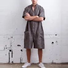Feitong Fashion Mens Loose Fit Short Sleeve Summer Jumpsuits Romper Shirts Cargo Pants