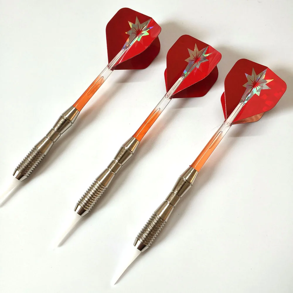 

3Pcs 18g Safe Dart Set Soft Plastic Tip Silver Plated Iron Barrel Crystal Shaft PET Flight Training Dart Opp Bag Package