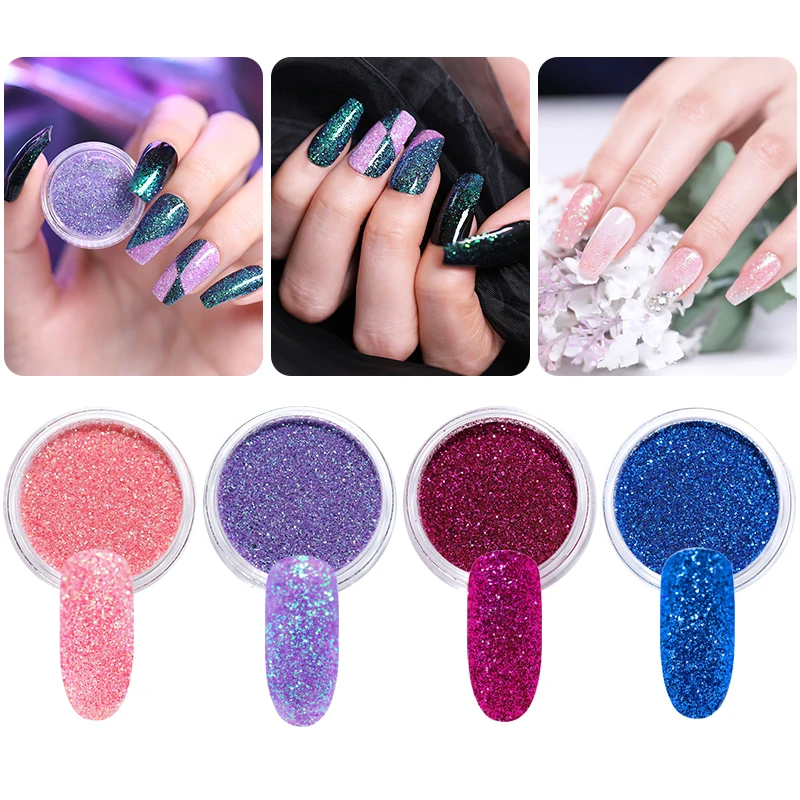 

NEE JOLIE Holographic Gradient Powder Nail Art Glitter Decoration Pigments Dust Manicure Sugar Glitters for Nail Art