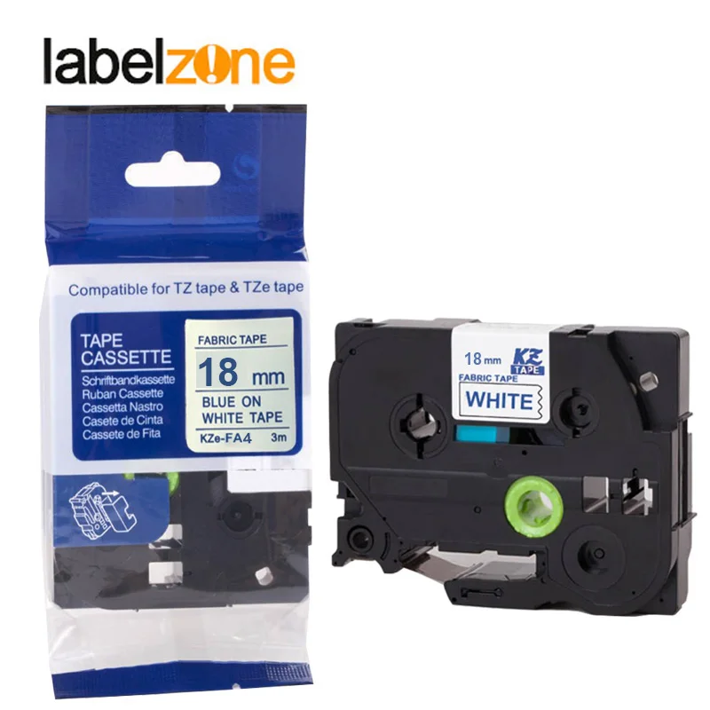 

18mm*3m TZe-FA4 tz FA4 tze FA4 tz-FA4 tzFA4 tzeFA4 tze-fa4 Fabric Blue on White IRON tapes for brother label printers
