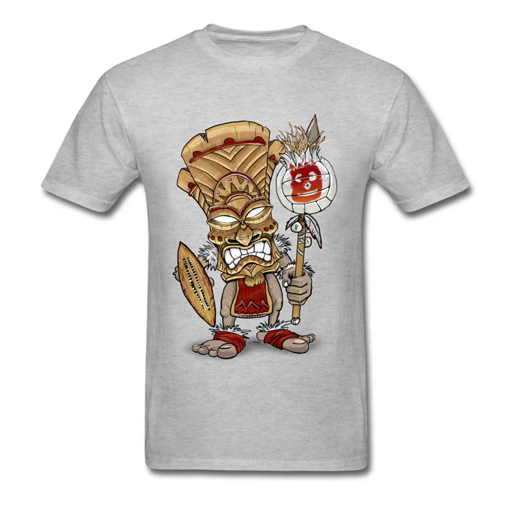 Wilson Warrior Tiki God T Shirts Prevalent Mens ostern Day Tops Shirt 3D Printed Clothing Shirt Round Collar 100% Cotton Wilson Warrior Tiki God grey