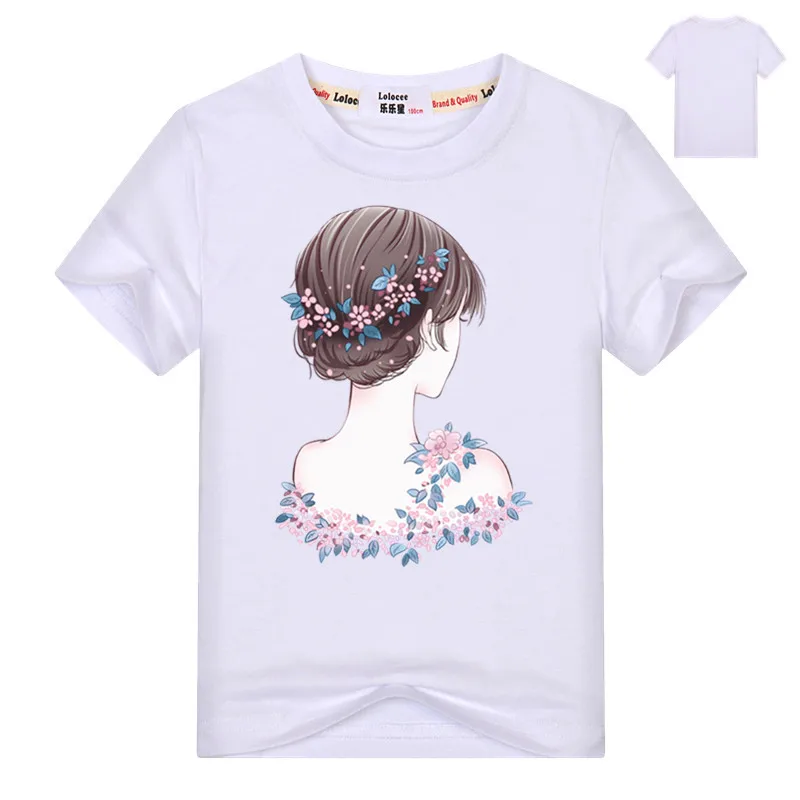 Горячая Распродажа, кавайные топы для девочек, детская брендовая забавная футболка, милая детская одежда для маленьких девочек, новые модные летние футболки - Цвет: White