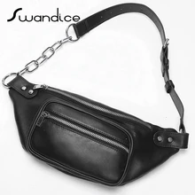 Натуральная коровья кожа поясная сумка Грудь поясная сумка через плечо Женская Мужская