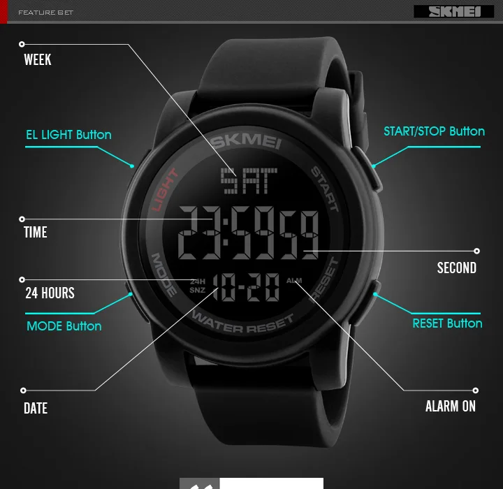 SKMEI люксовый бренд мужские s часы для плавания 50 м светодиодный цифровые спортивные часы мужские модные повседневные часы мужские наручные часы Relogio Masculino