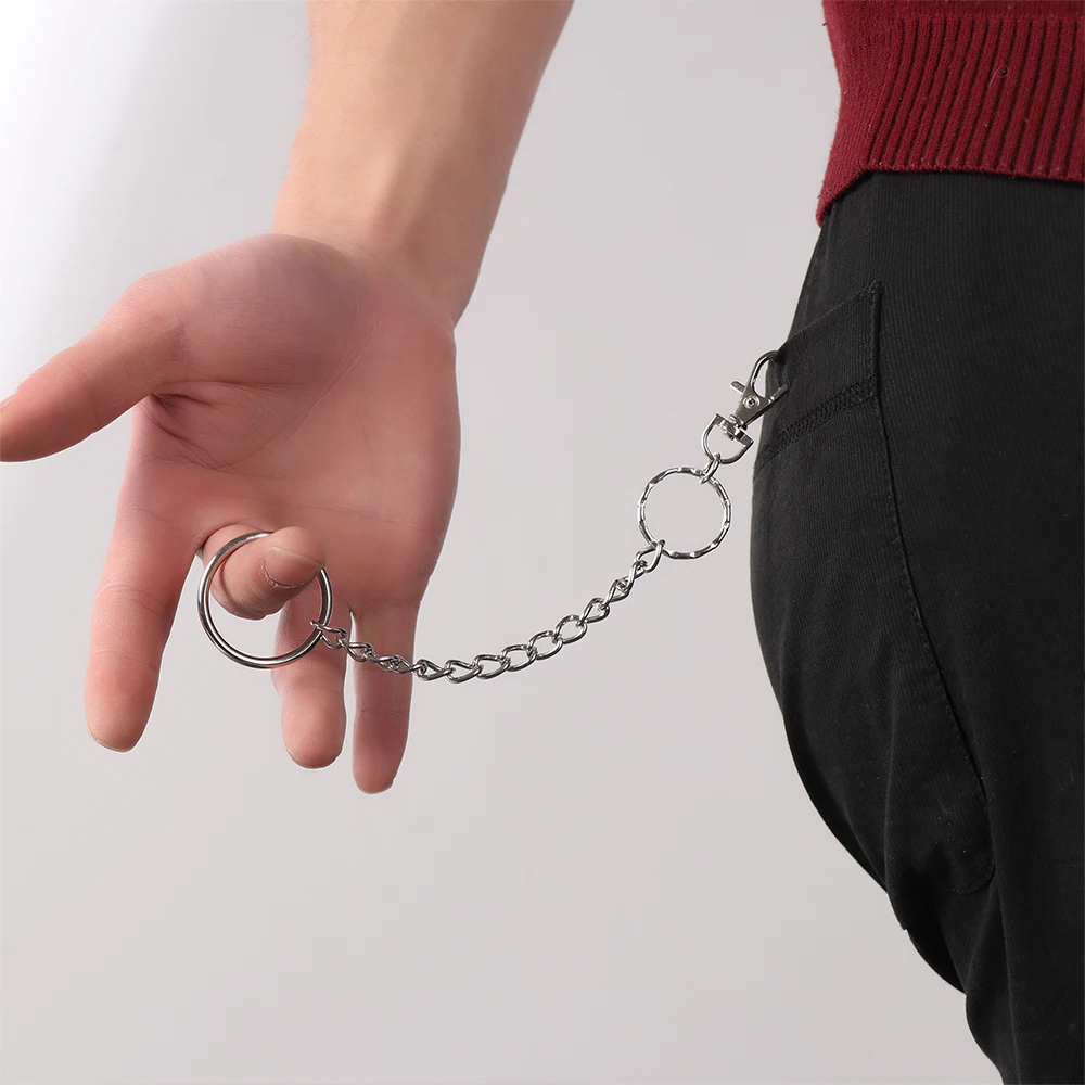 

New Men Fashion Key Rings 20 cm Long Metal Big Ring Rock Punk Styles Key Chains Clip Hip Hop Jewelry Pants Keychain Wallet Chain