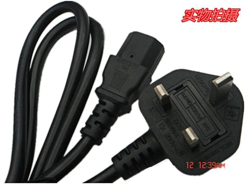 Pure Tongyingbiao High-power Plug Line Three Hole 1.5 Square 1.8/3 Meters 5 Meters Insurance Tube 13A English. Power Cord