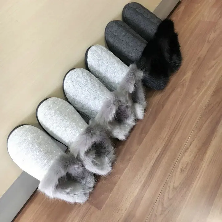 Women's Soft Knitted Comfort Hair Fluffy Memory Foam Anti-Skid Sole Slippers Fuzzy Plush Lining Slip-on women Shoes (7)