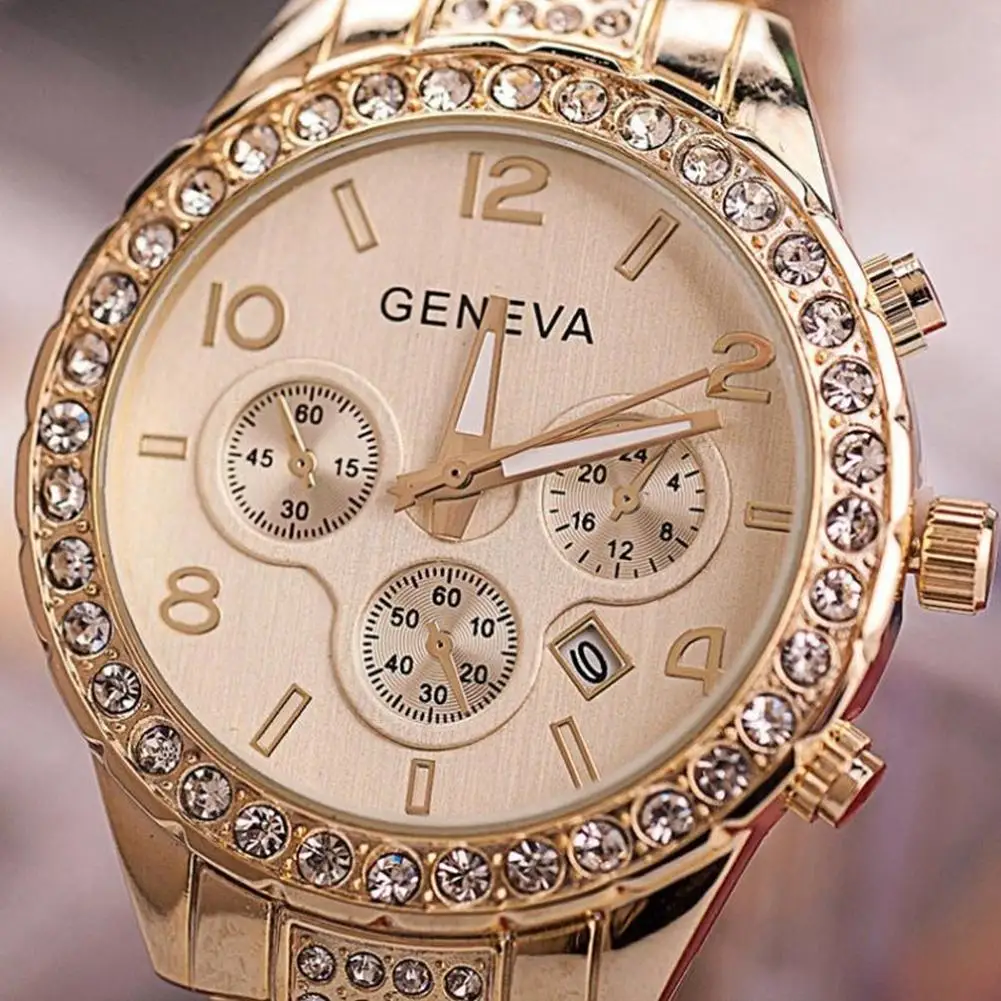 

New Geneva Luxury Women's Rhinestone Stainless Steel Band Quartz Analog Wrist Watch