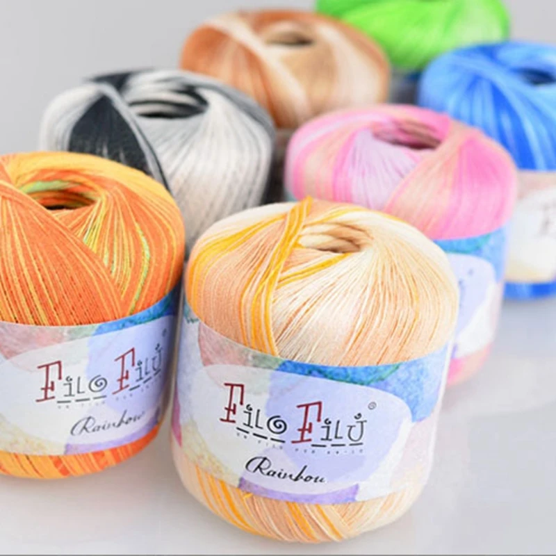 Filo filu модный бренд хлопчатобумажной пряжи с длинным Space Dye для вязания 6 шаров 300