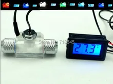 Flow Scout with led light And Digital Thermometer For Water Liquid Cooler System CPU with fitting newest water liquid cooling 3 way flow meter led light thermometer g1 4 threaded connector