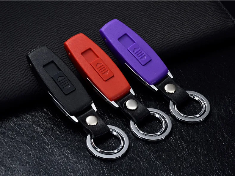 USB Зажигалка перезаряжаемая Электронная зажигалка брелок для ключей турбо Зажигалка кожаный брелок для ключей Непламено сигара Palsma