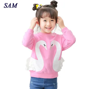 

Girls T-Shirt 2019 Autumn Brand Baby Girls Full T-Shirt Cute Cartoon Bird Lace Shirts Children Clothing Blouse