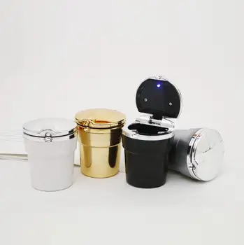 

Automobile Trash Cigarettes Holder With LED Lights And Lid Plastic Mulitcolor Ashtray Creative Holders Gadgets Hot Sale SN1759