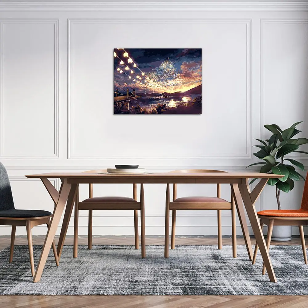 Large Handpainted Lamp Light Landscape Oil Painting On Canvas Art Wall