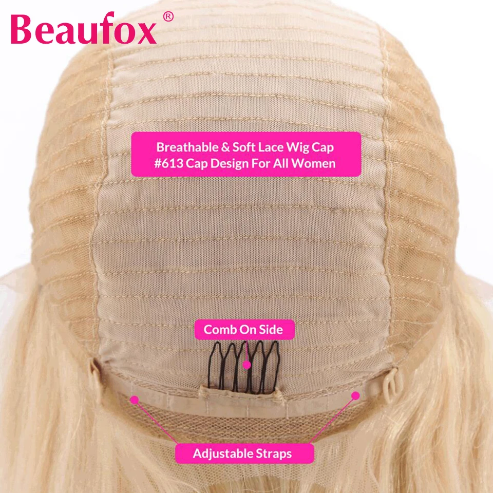 Beaufox 613 Lace Front Wig Indian Straight Human Hair Wigs For Black Women Pre Plucked Natural Hairline 150% Remy 613 Blonde Wig (5)