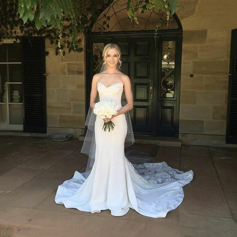 

High Quality New Fashion Lace Mermaid Wedding Dresses Sexy Sweetheart Appliques Off The Shoulder Bridal Gown Custom Size
