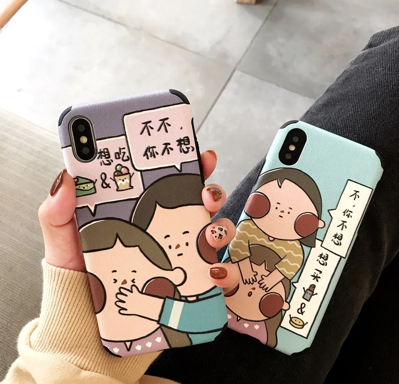 

For Personality text cartoon character illustration xs max apple X mobile phone shell iphone7plus/8/6sp soft set female