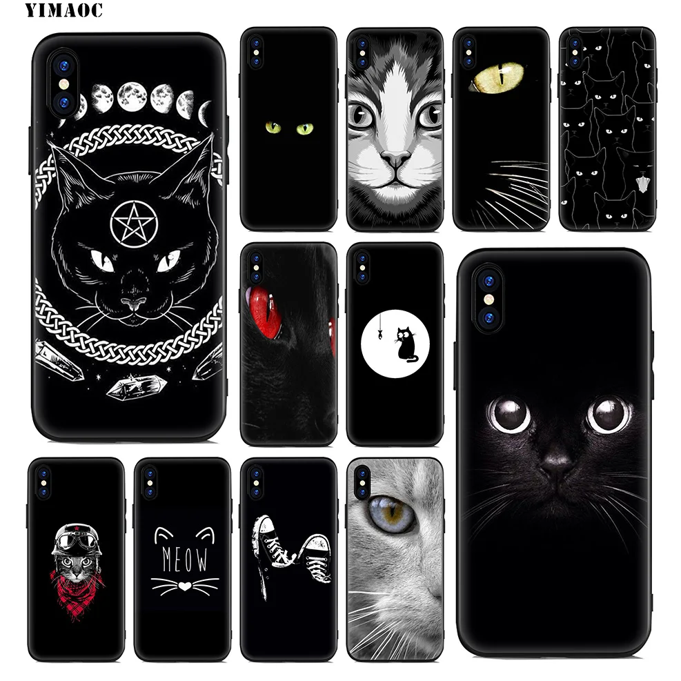 

YIMAOC Black Cat Eyes Soft Silicone Case for iPhone Xr Xs Max X or 10 8 7 6 6S Plus 5 5S SE Cover
