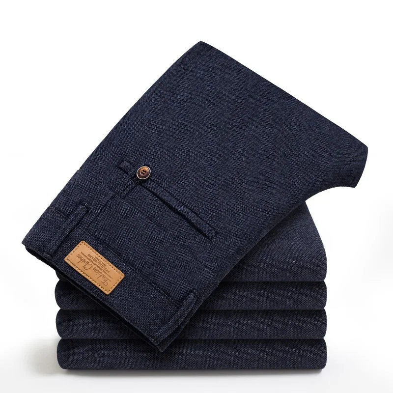 

Men's Stretch Casual Cotton Pants Slim Skinny Classic Fit Trousers Business Straight Pants for Men