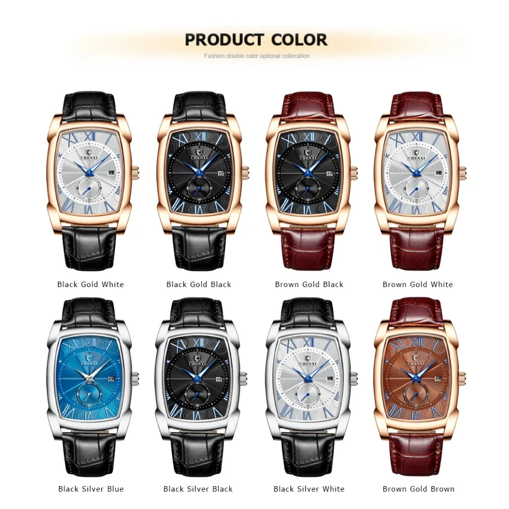 CHENXI брендовые кварцевые мужские часы мужские военные часы мужские коричневые кожаные Наручные часы стиль Erkek Kol Saati