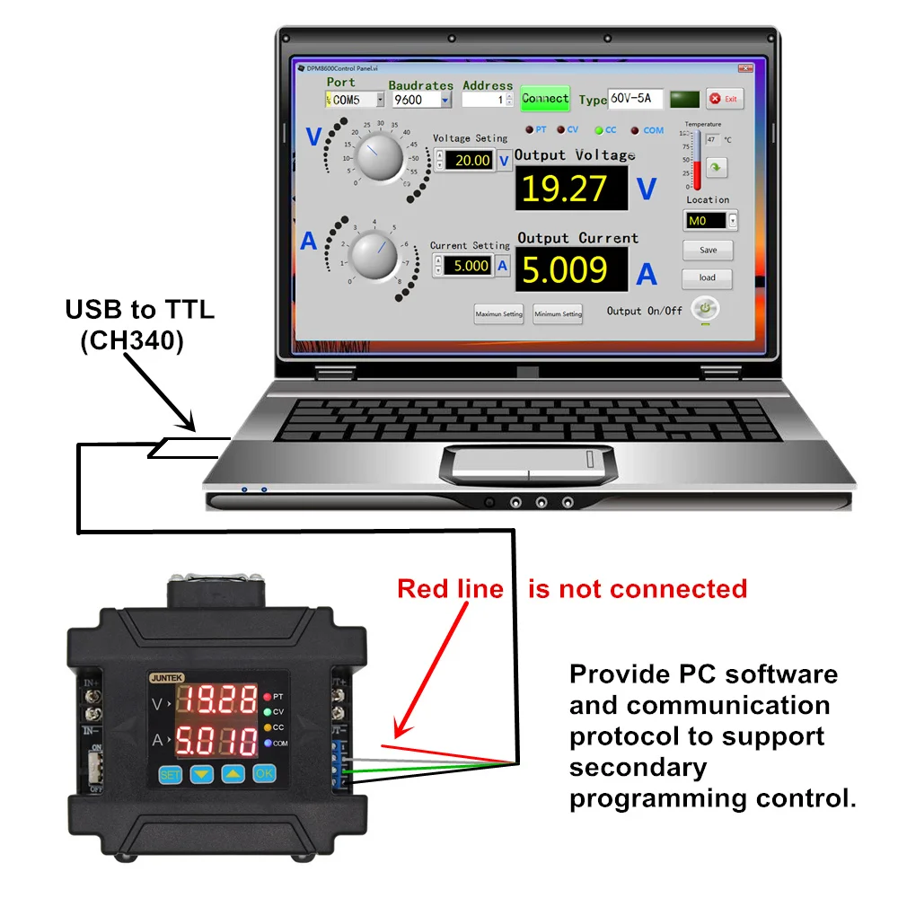 JUNTEK DPM8608 60V8A постоянного Напряжение тока постоянного тока DC понижающий источник питания линии связи бак Напряжение конвертер ЖК-дисплей вольтметр