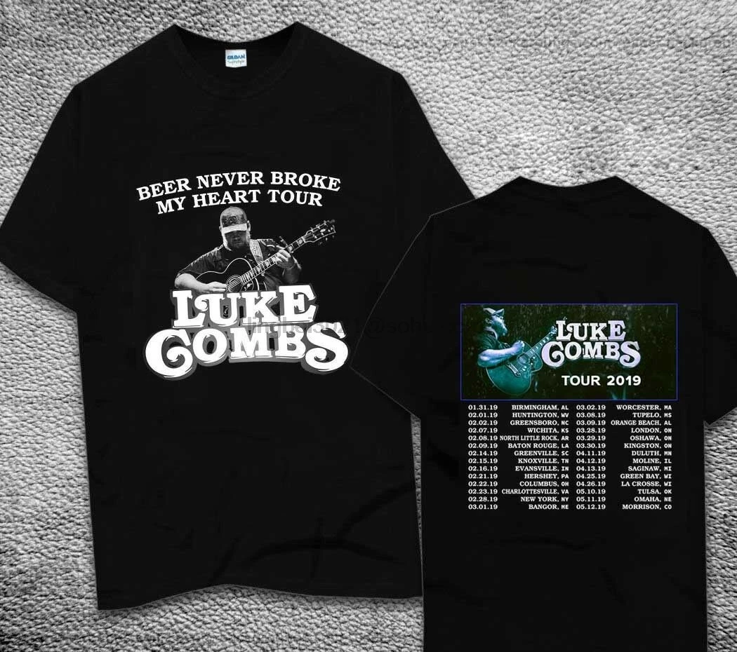NEW Luke Combs Beer Never Broke My Heart Tour Dates 2019 T shirtin T
