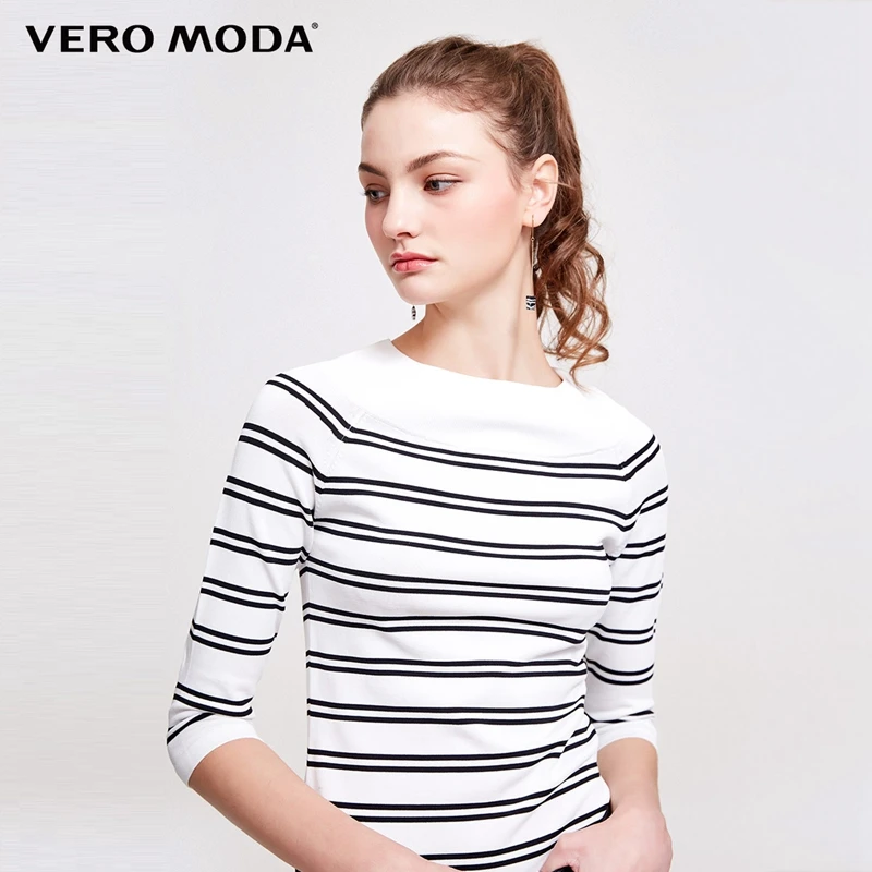 Vero Moda 2019 spring new colorblock striped three quarter