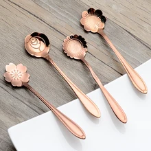 

Stainless Steel Flower Shape Tea Coffee Spoon Teaspoon Cake Ice Cream Dessert Coffee Sugar Stirring Spoon Flatware Drinking Tool