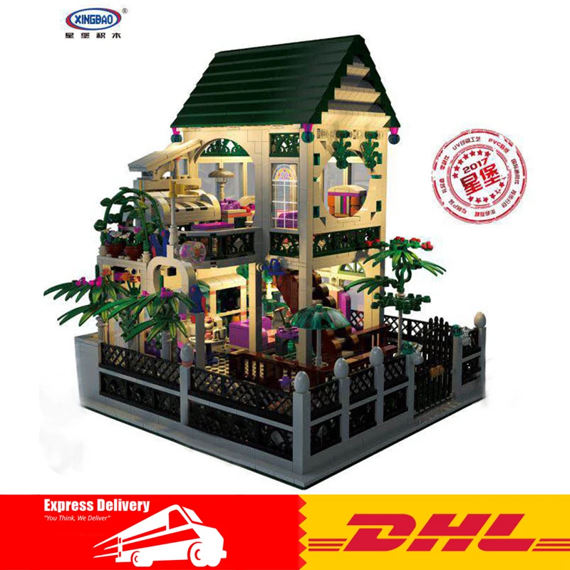 

XingBao 01202 1500Pcs with USB light the Two floors Romantic heart set Building Block Bricks for children's gift toys