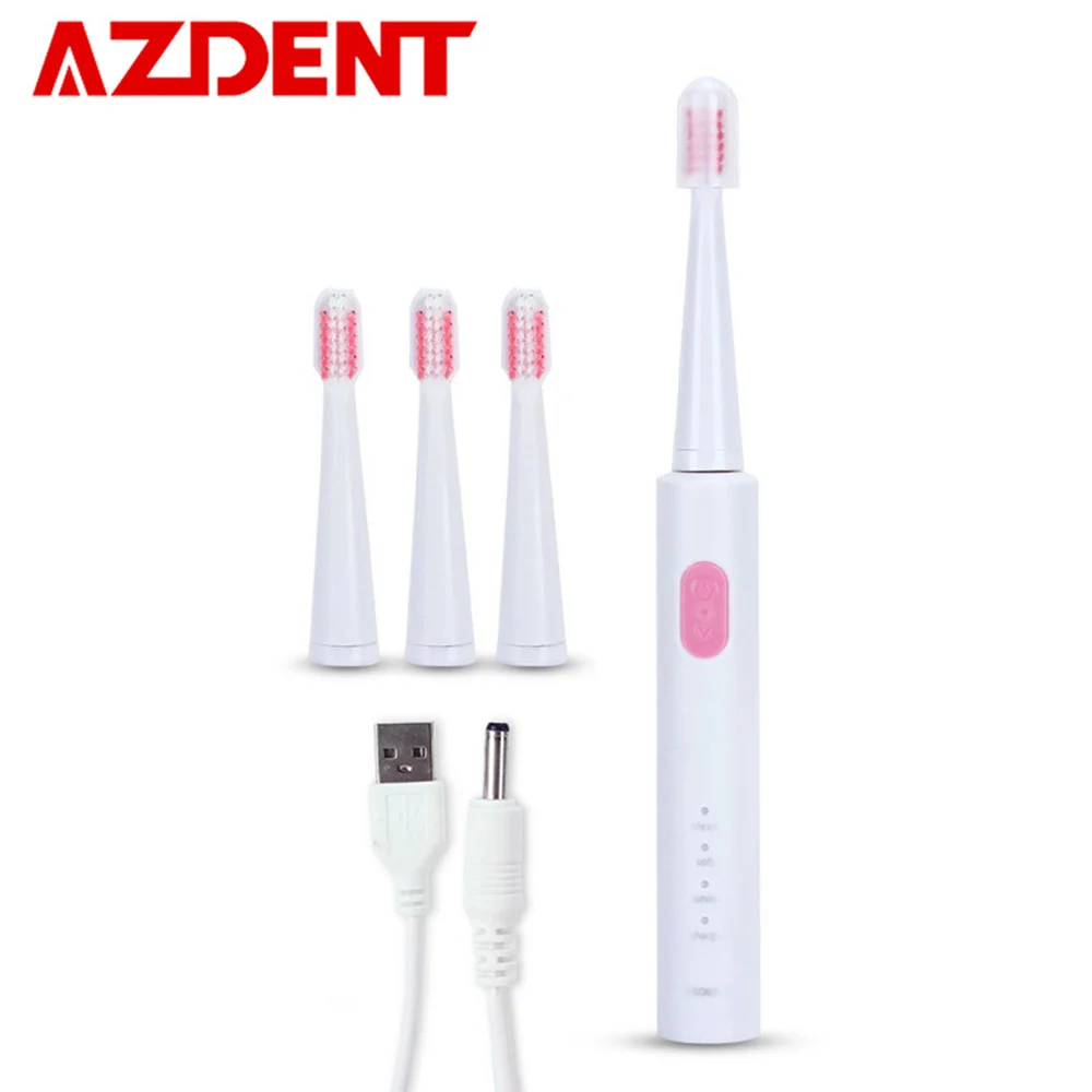 

AZ-1 Pro Sonic Electric Toothbrush USB Charger Rechargeable with 4pcs Replacement Heads Teeth Tooth Brush Timer Whitening Dental